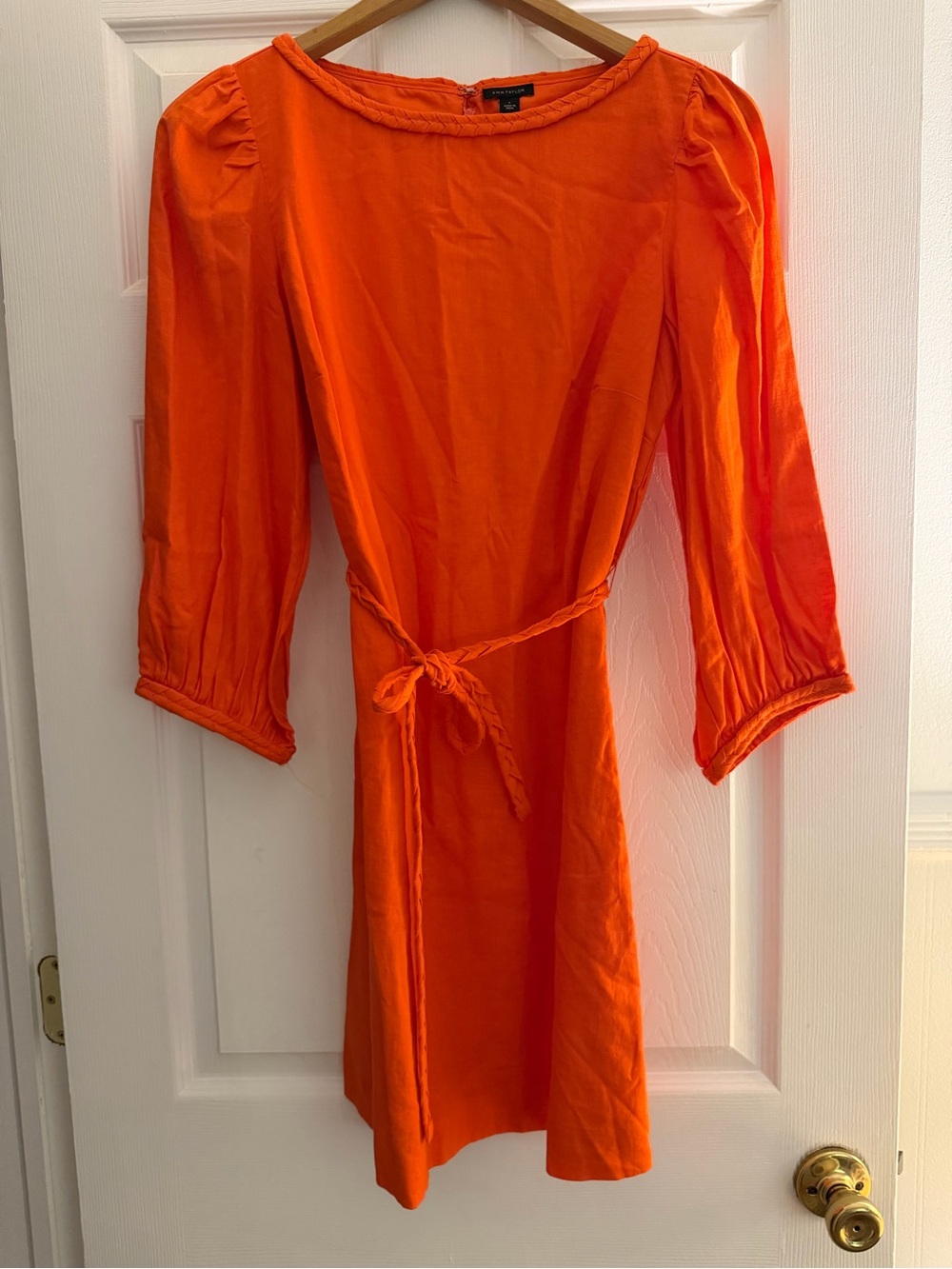 NWT Ann Taylor Bright Orange Tie-Waist Mini Dress
